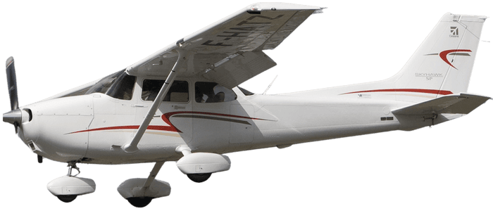 Cessna 172 NP training aircraft in California Flight School hangar - Van Nuys fleet